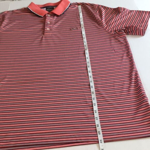 Greg Norman for Tasso Elba Polo Golf Shirt Men's XL Play Dry Salmon Striped - Picture 7 of 12